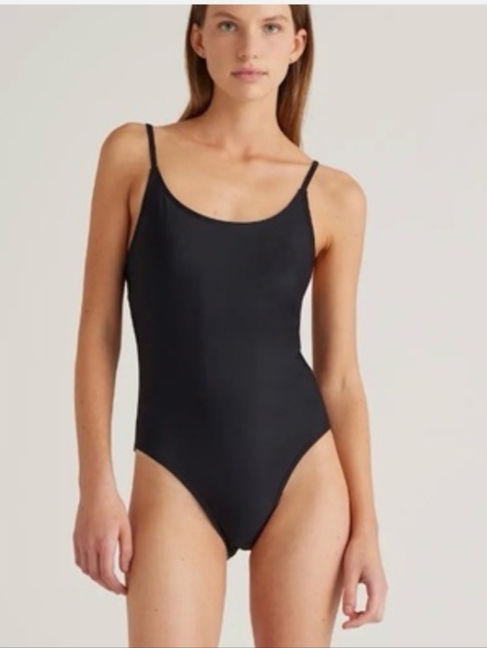 Quince Italian Cami One-Piece Swimsuit Shelf Bra Adjustable Straps Black XS